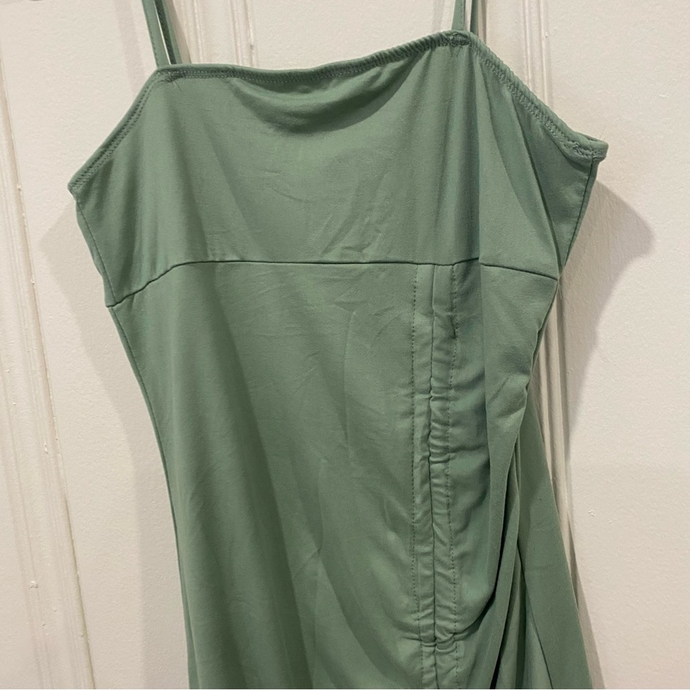 Green Ruched Mini Dress - Picture 3 of 7